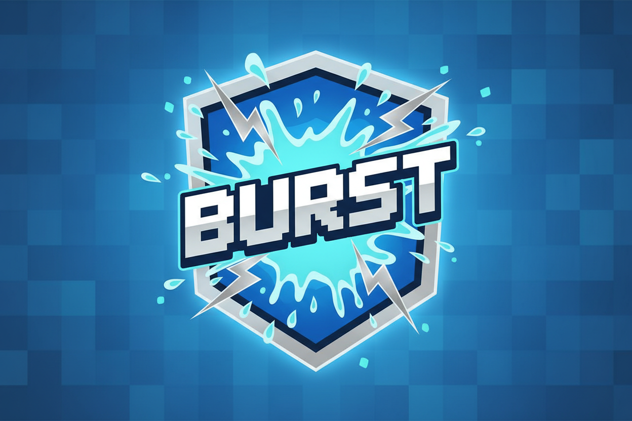 Make a image for a Minecraft rank named Burst and make the color ocean blue with other accents 